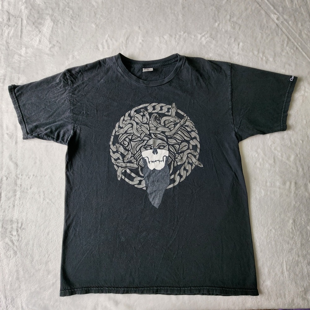 Crooks & Castles Shirt‎ Mens Large Medusa Snakes Skull Two Sided Graphic Tee